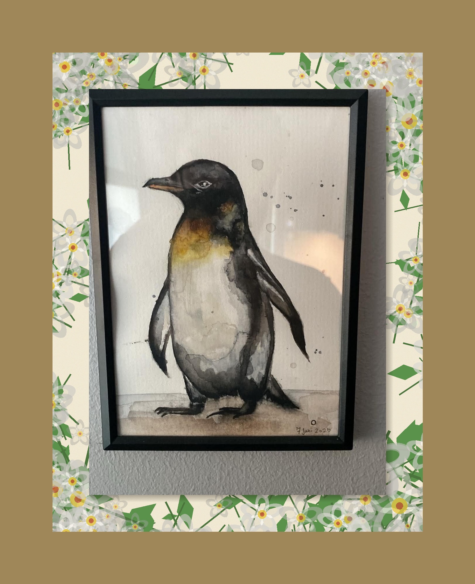 Watercolour penguin by Maya