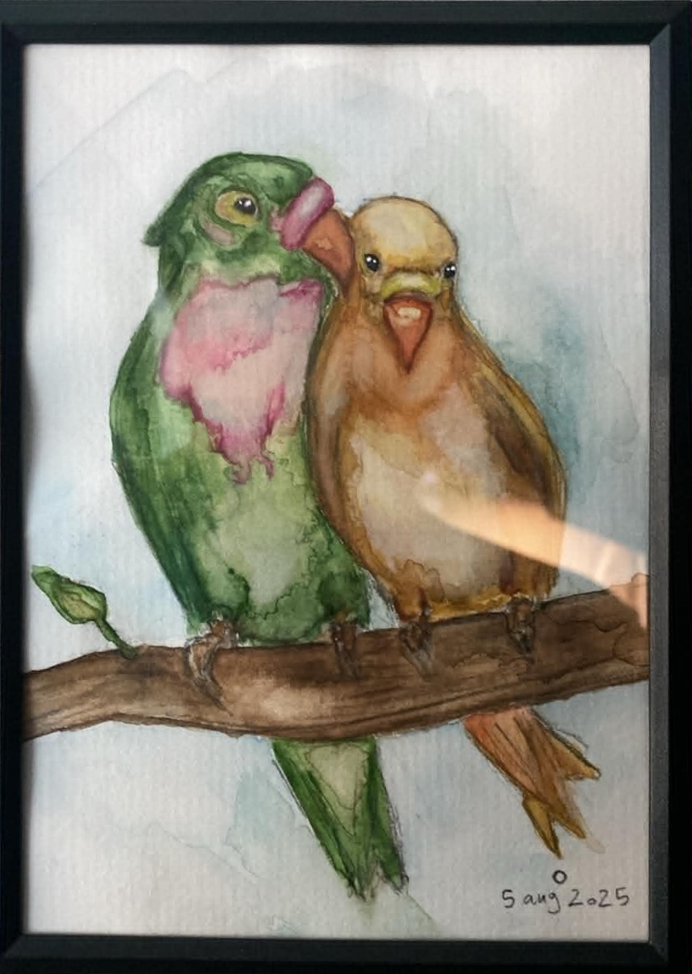 Lovebirds — watercolour · A5