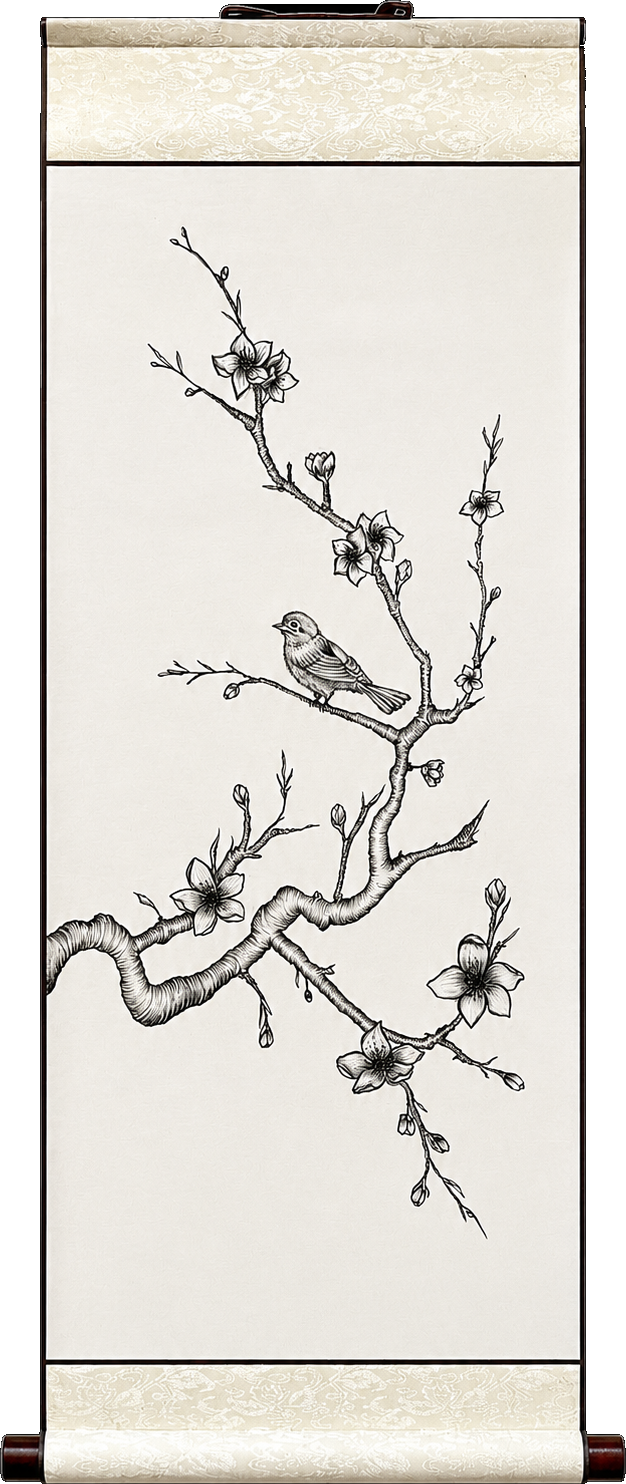 Japanese hanging scroll — 30 x 80 cm kakejiku